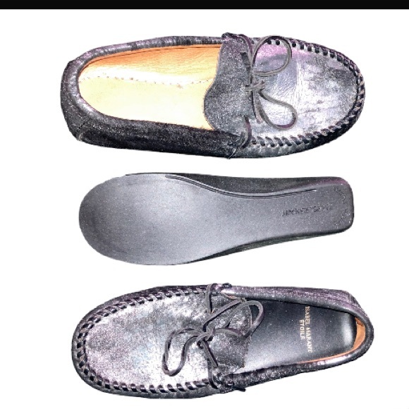 Isabel Marant Fell Pony Hair Black Silver Metallic Moccasin Loafer - Picture 6 of 15